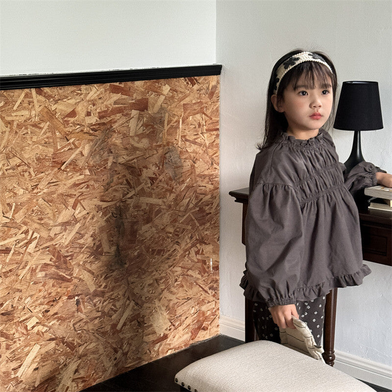 襟が可愛い!ベビー・キッズ用無地長袖シャツ