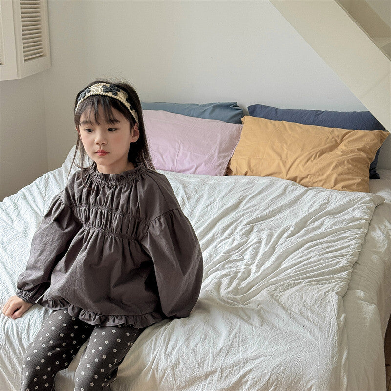 襟が可愛い!ベビー・キッズ用無地長袖シャツ