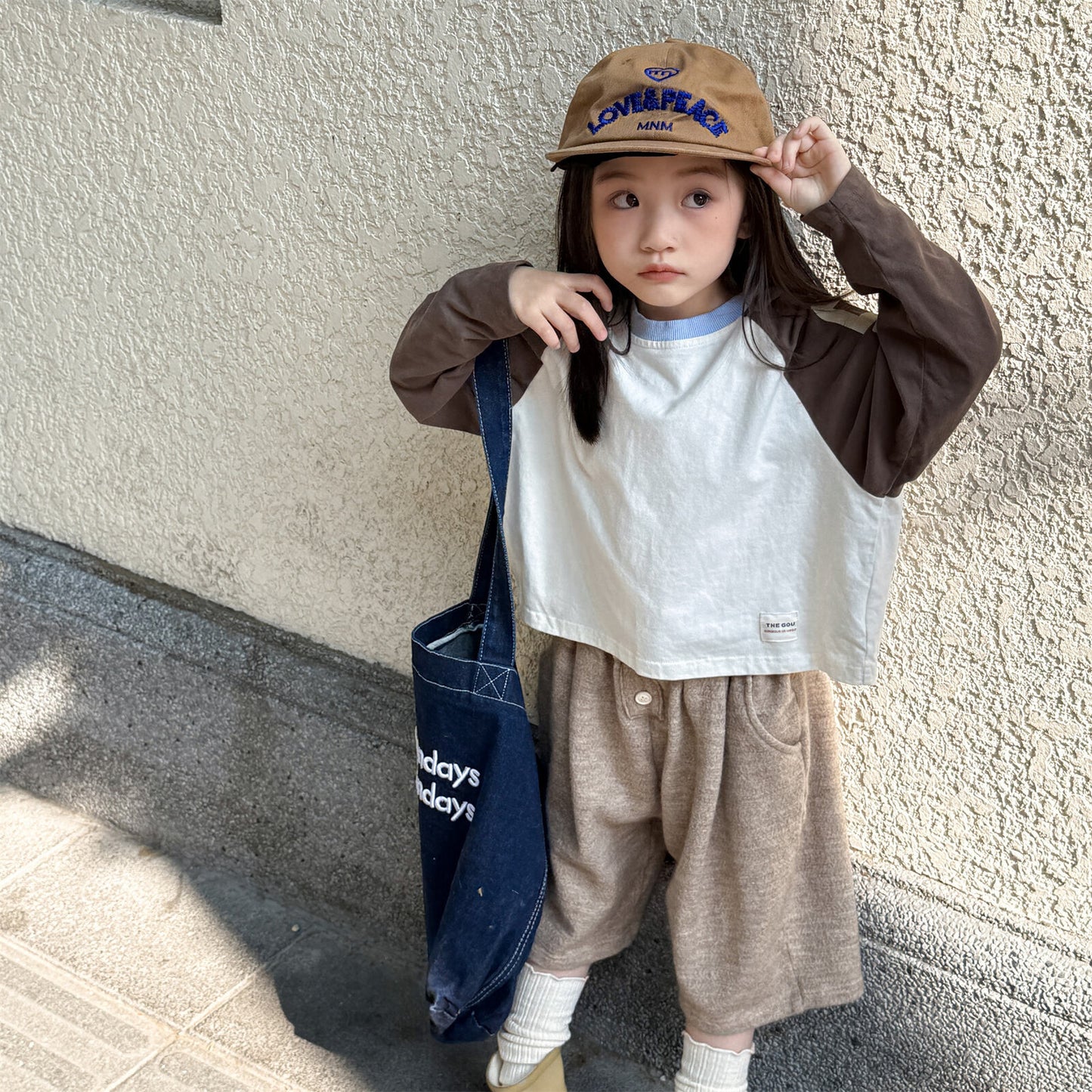 韓国風プリント 長袖ベビーシャツ