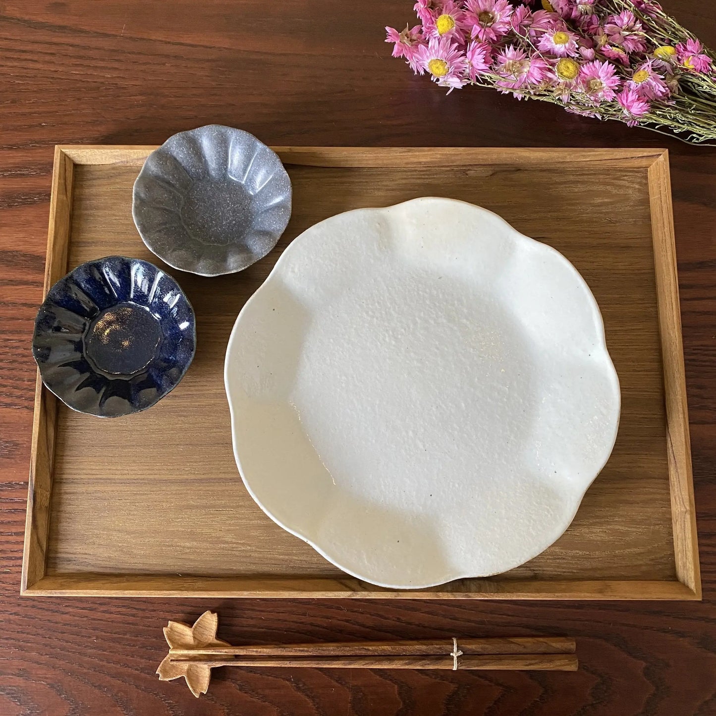 輪花皿 中 鉄散|古谷製陶所(信楽焼 陶器)【古59】