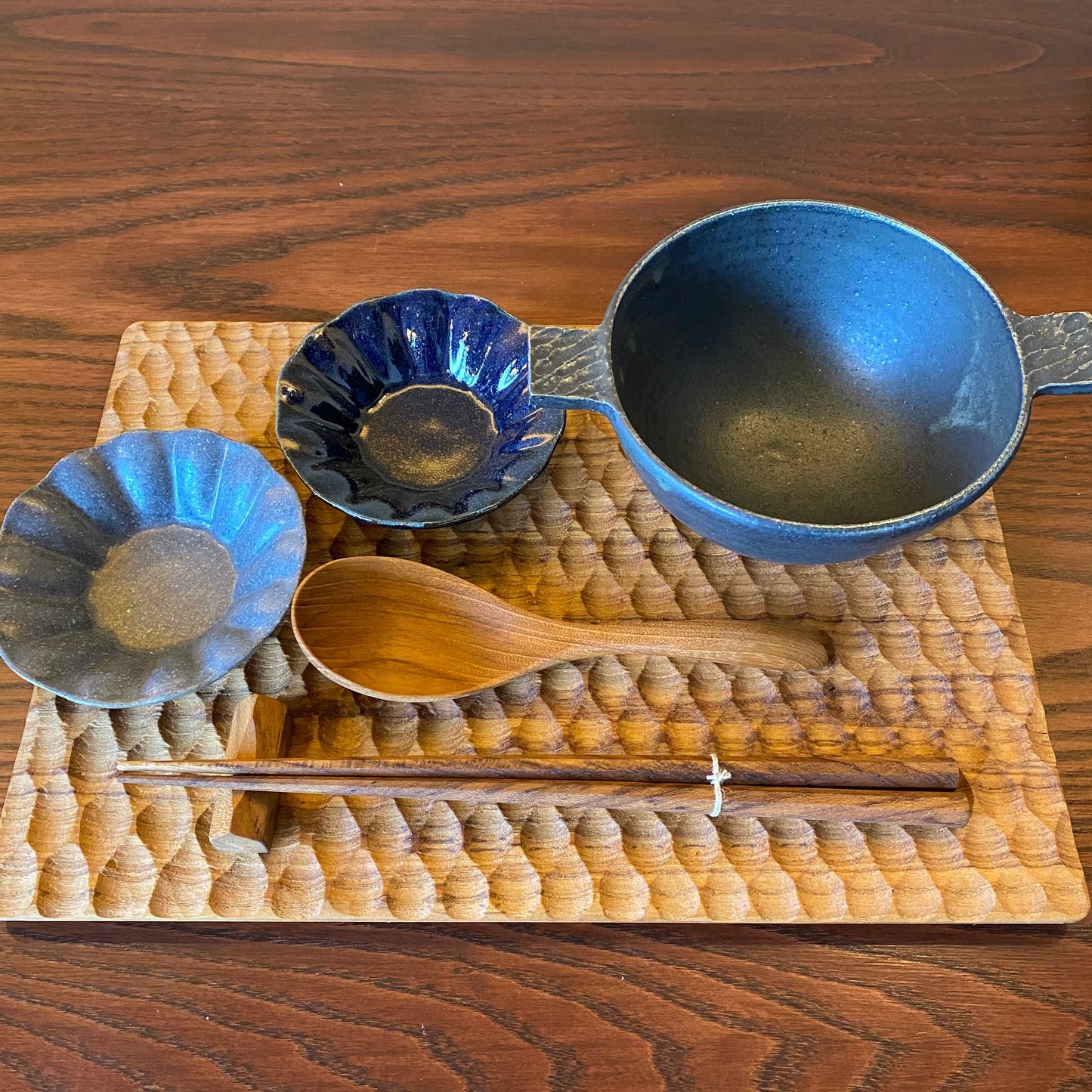 輪花深皿 豆 グレー釉|古谷製陶所(信楽焼 陶器)【古20】