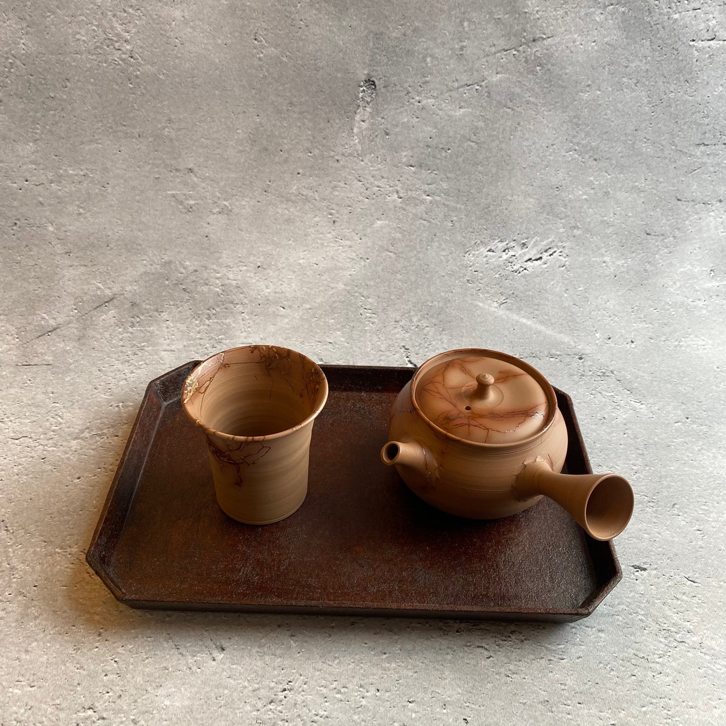 173 藻掛湯呑み 朱色【37】