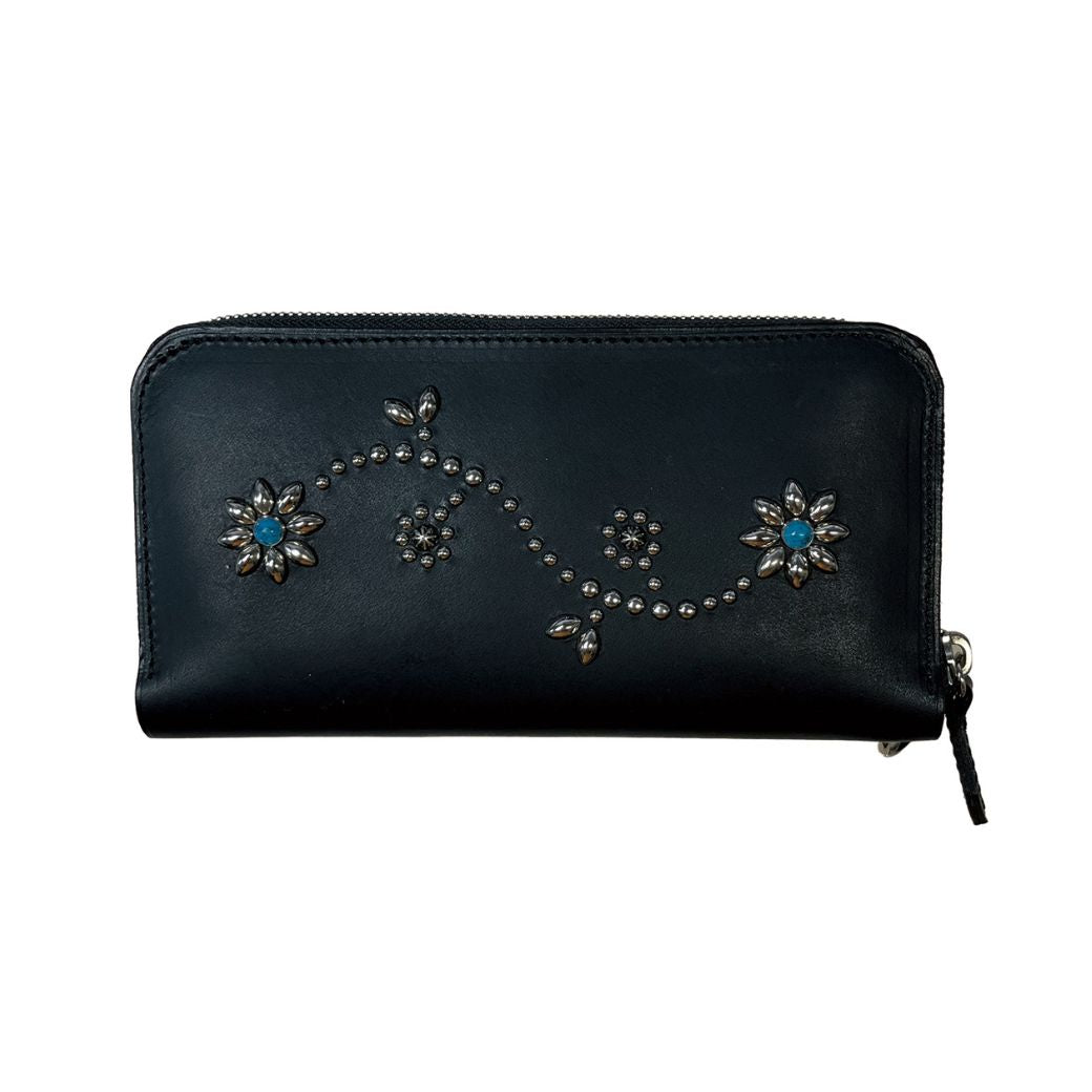 INDIGO LEATHER STADS WALLET (LONG)