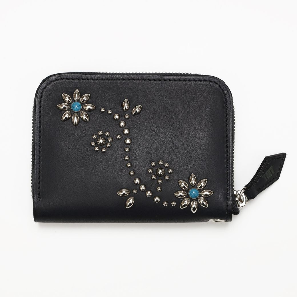 INDIGO LEATHER STADS WALLET (MIDDLE)