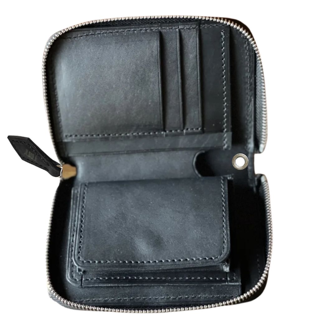 INDIGO LEATHER STADS WALLET (MIDDLE)