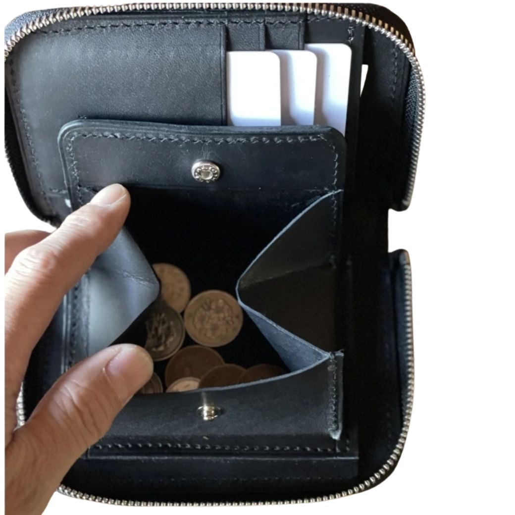 INDIGO LEATHER STADS WALLET (MIDDLE)