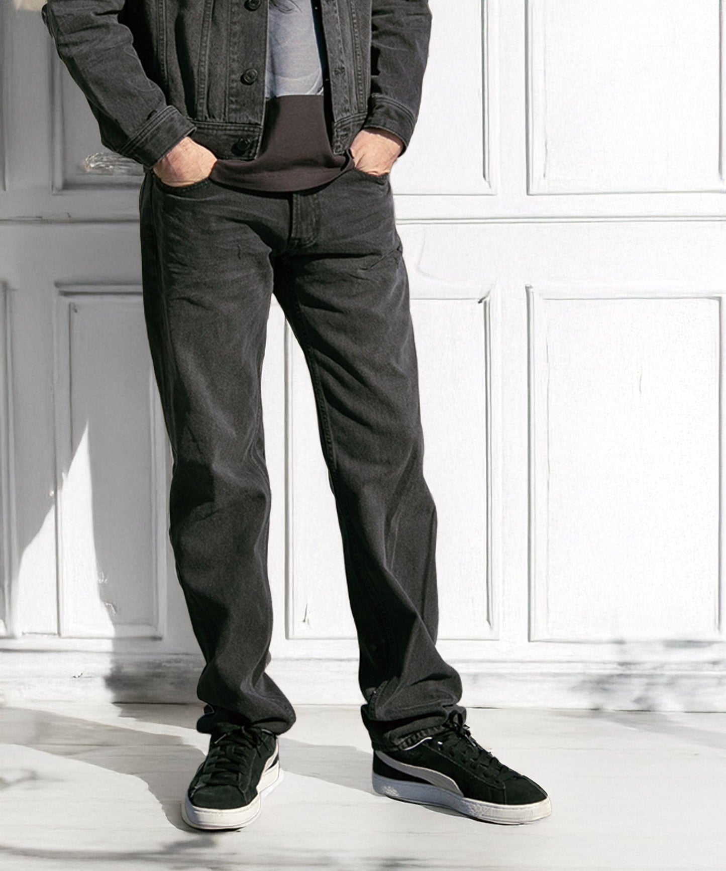 12oz SOFT BLACK DENIM 5P STRAIGHT