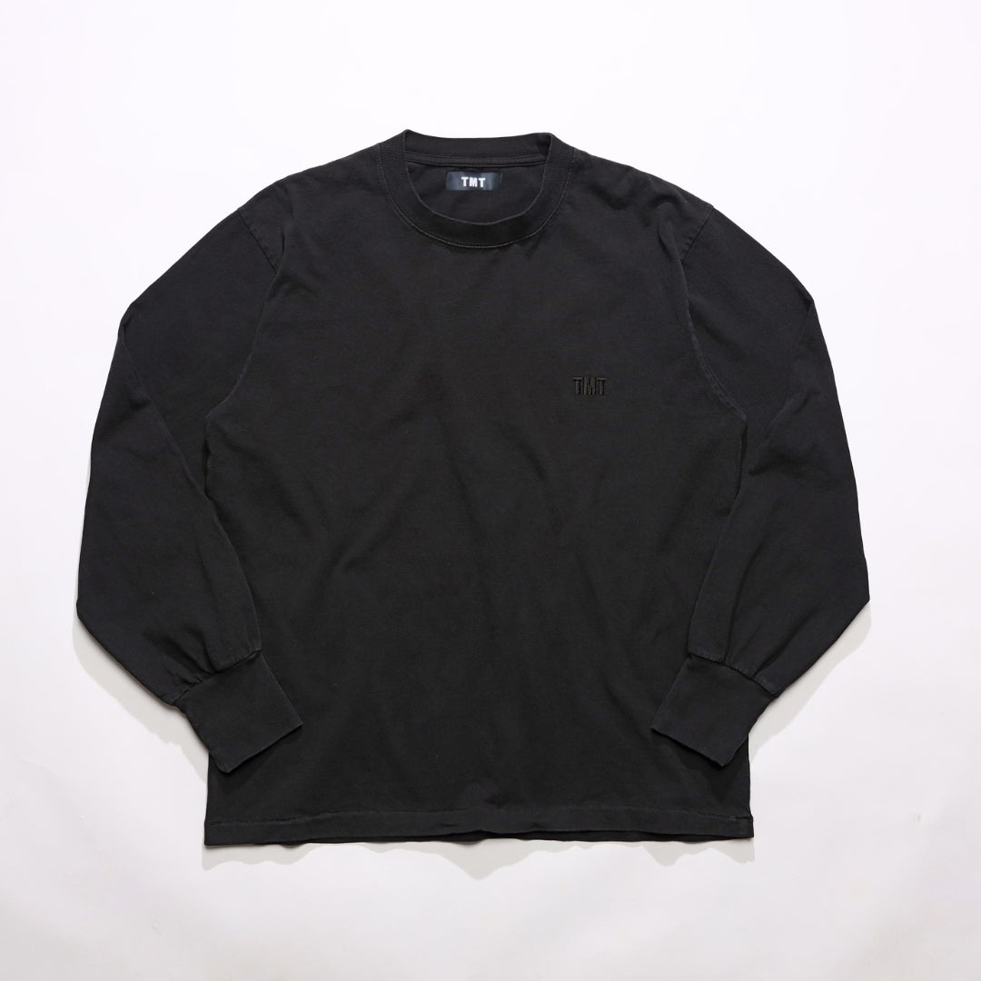 DRY COTTON JERSEY EMBROIDERY L/STEE／BLACK