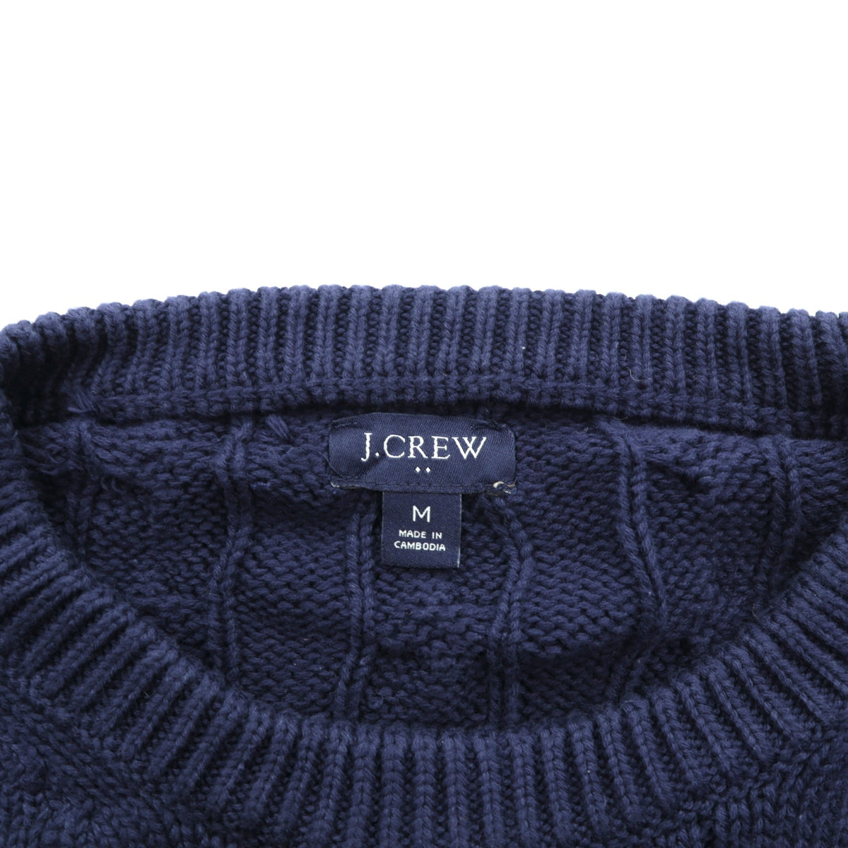 J.CREW フィッシャーマン アラン ニット セーター M ネイビー コットン ケーブル編み