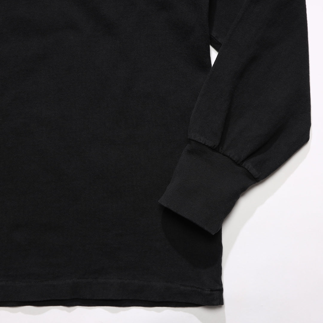 DRY COTTON JERSEY EMBROIDERY L/STEE／BLACK