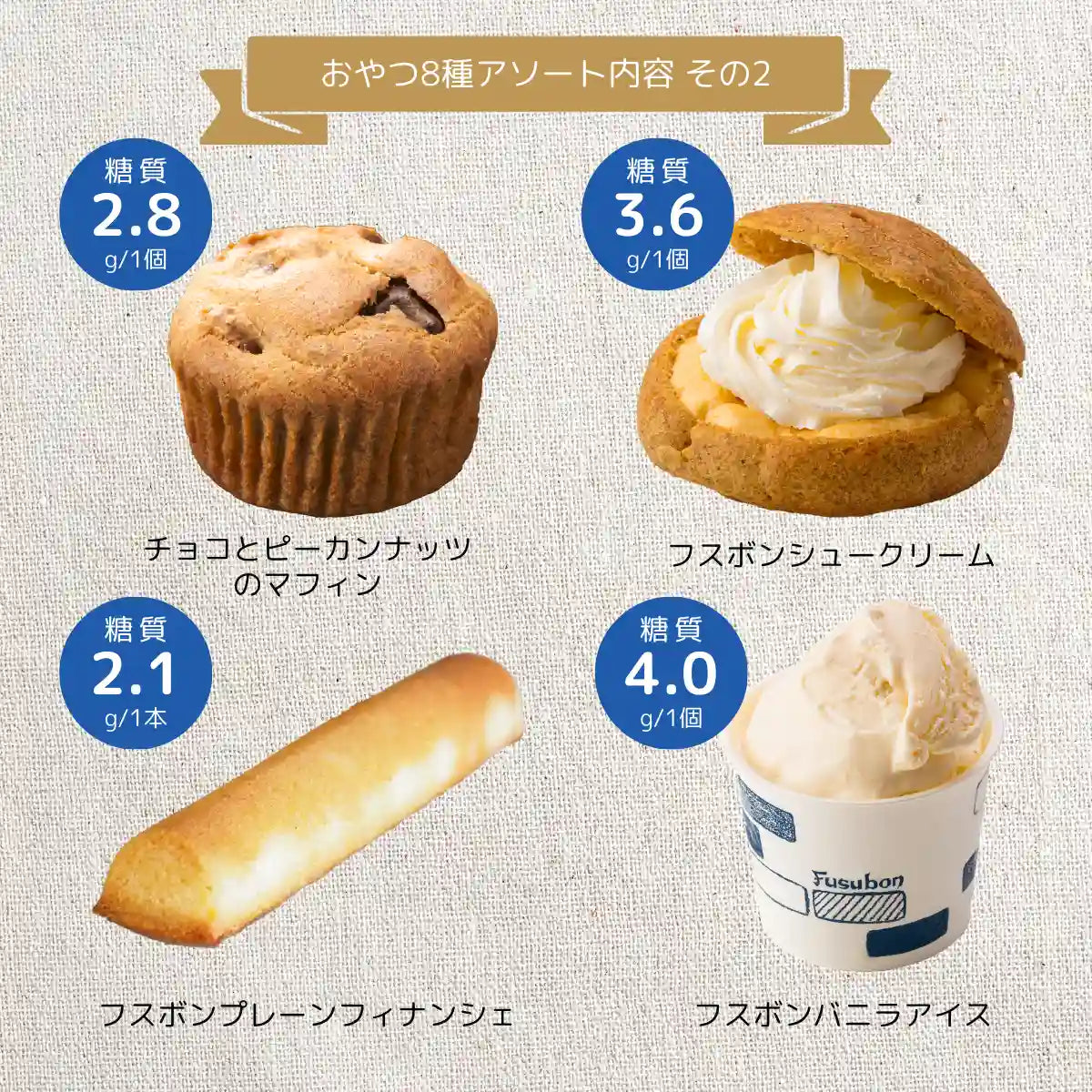 フスボン糖質制限のおやつ8種セット（初回限定送料込）