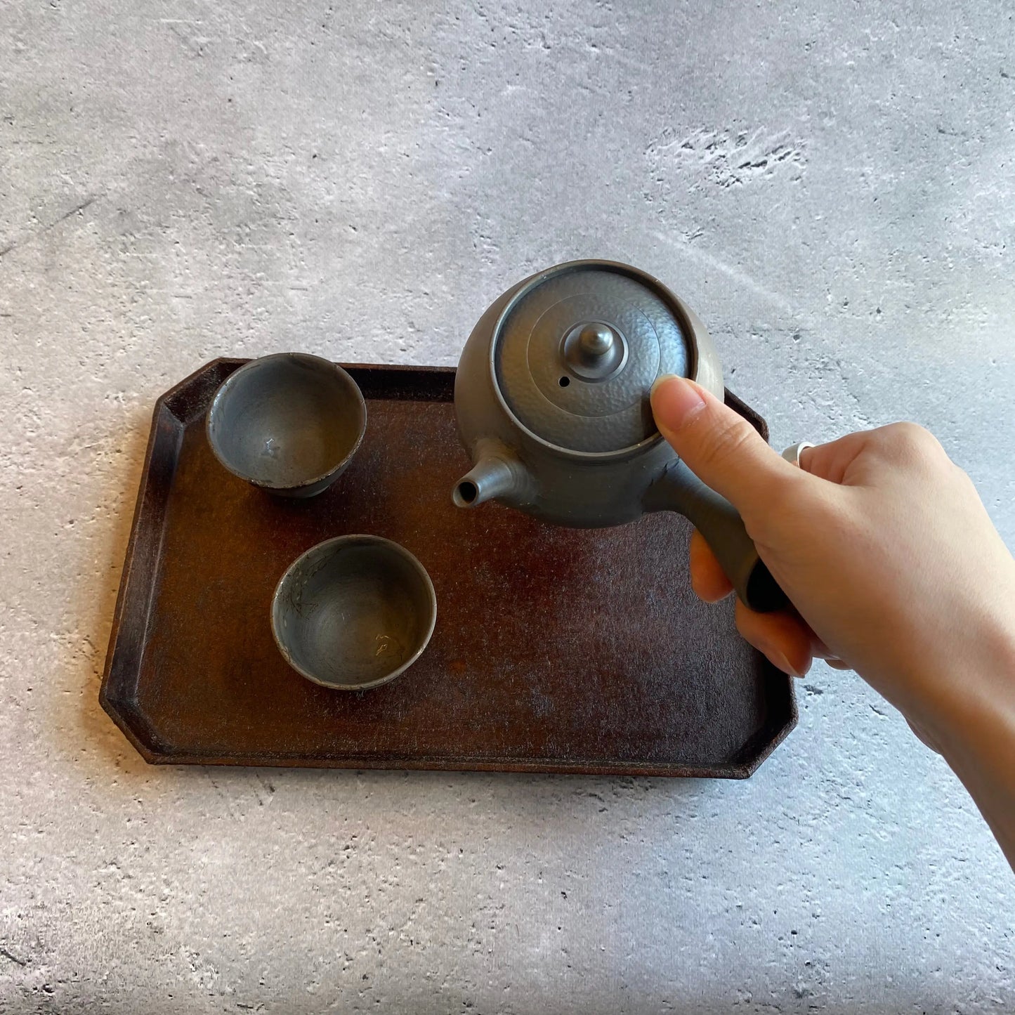 槌目蓋梨皮窯変急須【8】