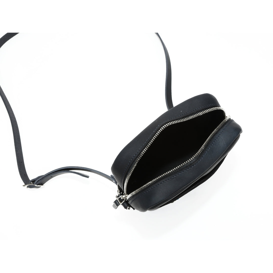 INDIGO LEATHER SHOULDER STADS BAG