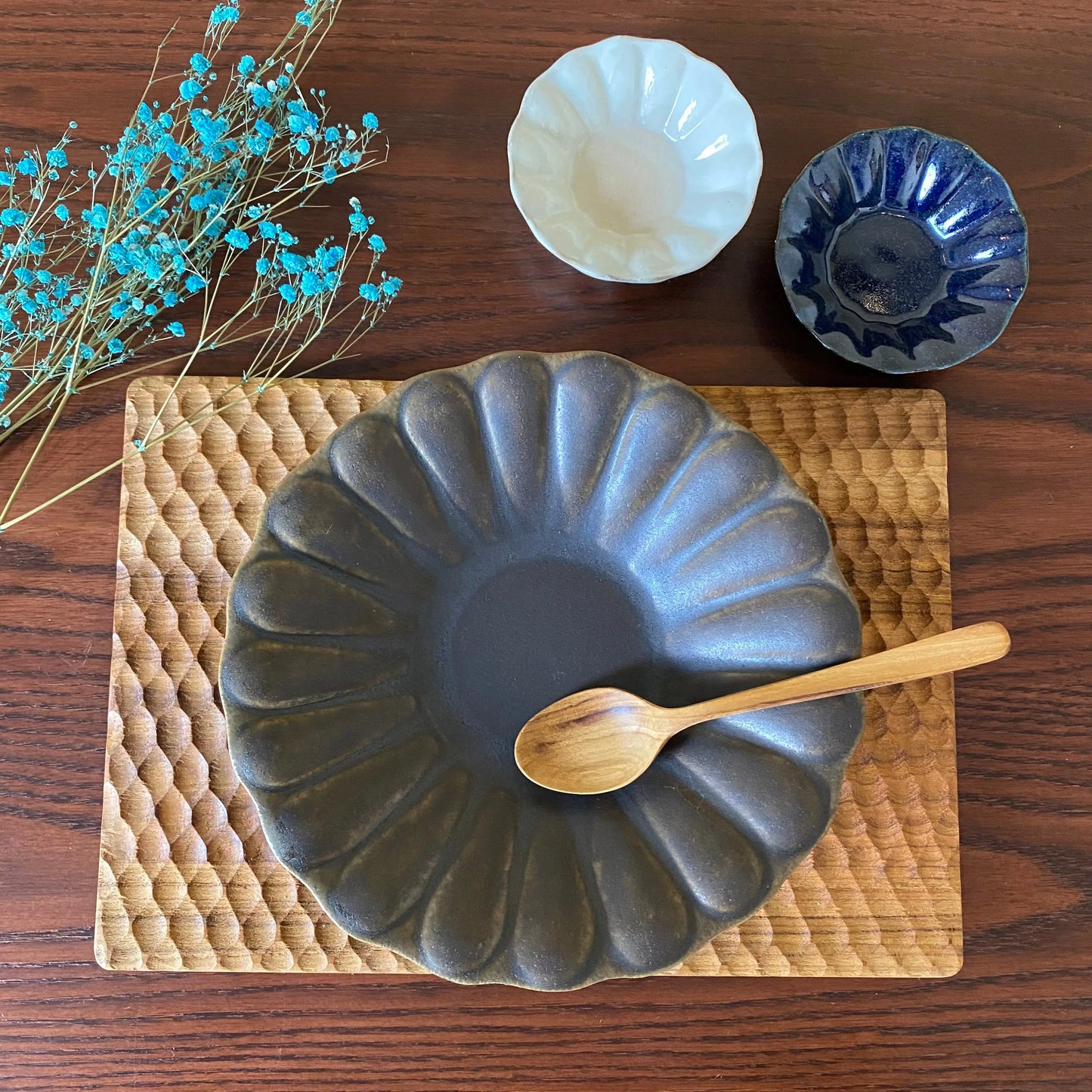 輪花深皿 大 サビ釉｜古谷製陶所（信楽焼 陶器）【古5】