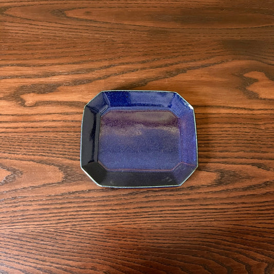 八角ケーキ皿  瑠璃釉｜古谷製陶所（信楽焼 陶器）【古36】