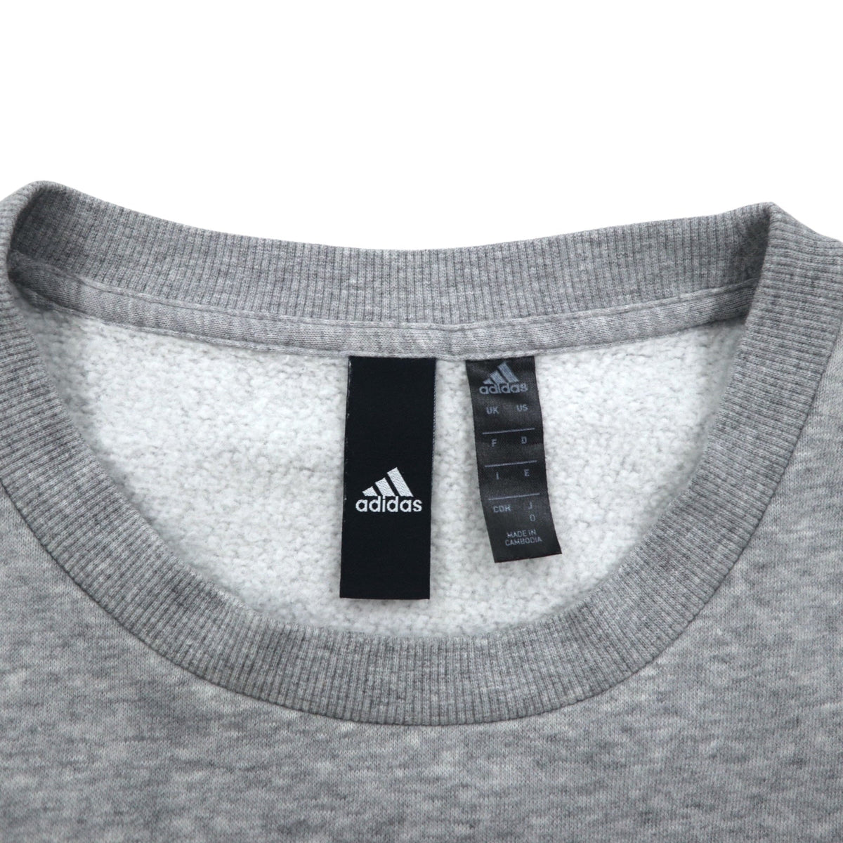 adidas スポーツ ID クルー スウェット XL グレー ブラック 裏起毛 3ストライプ Sport ID EB7589