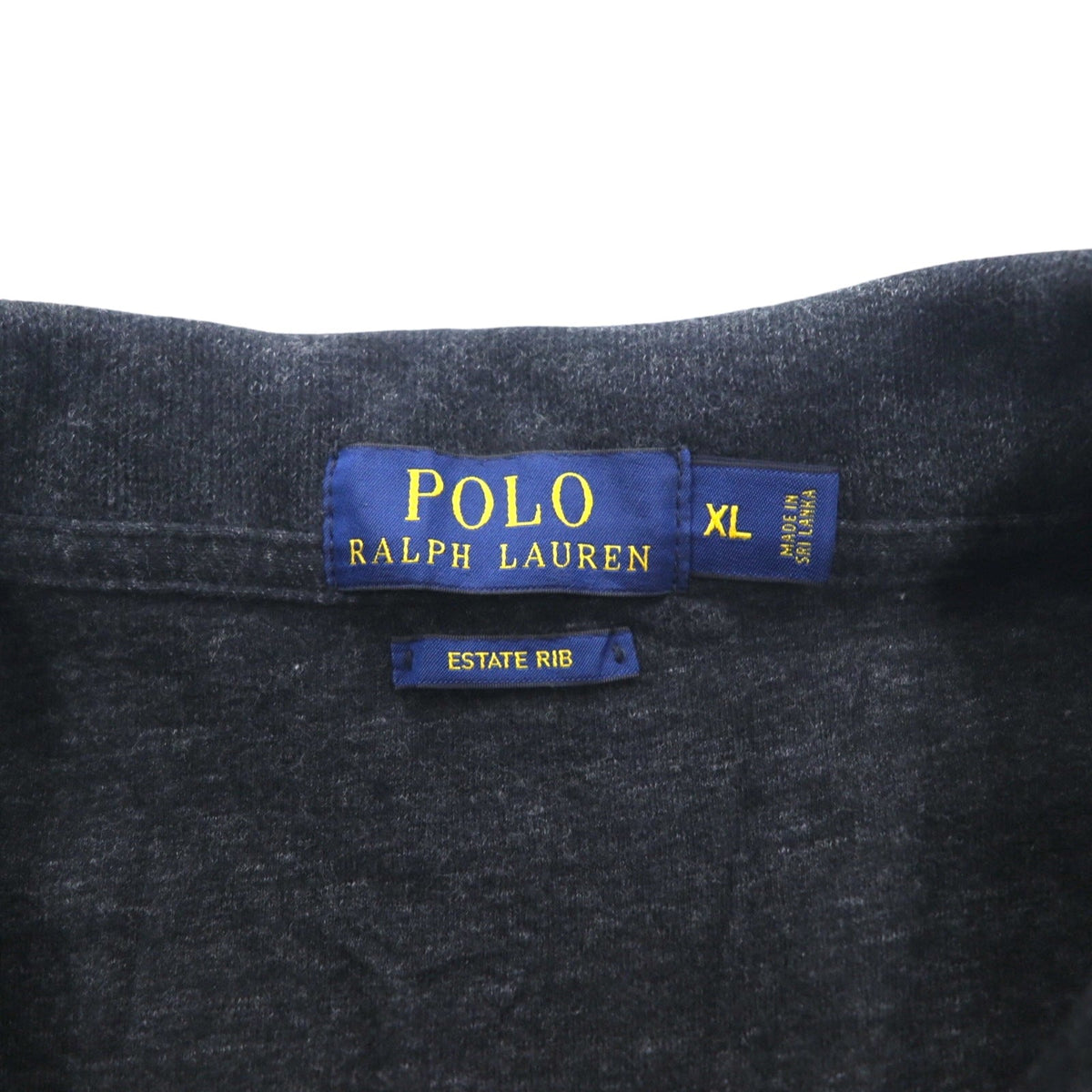POLO RALPH LAUREN ハーフジップ リブニット スウェット XL グレー ESTATE RIB スモールポニー刺繍