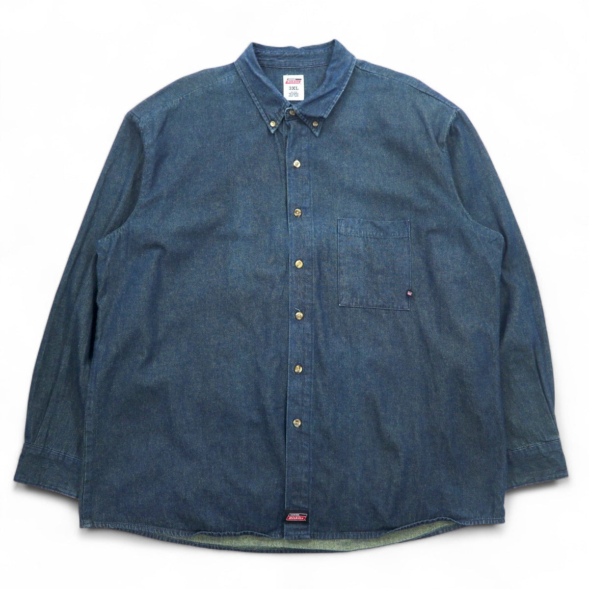 Dickies デニム ボタンダウンシャツ 3XL ダークインディゴ ブルー  ビッグサイズ ニカラグア製