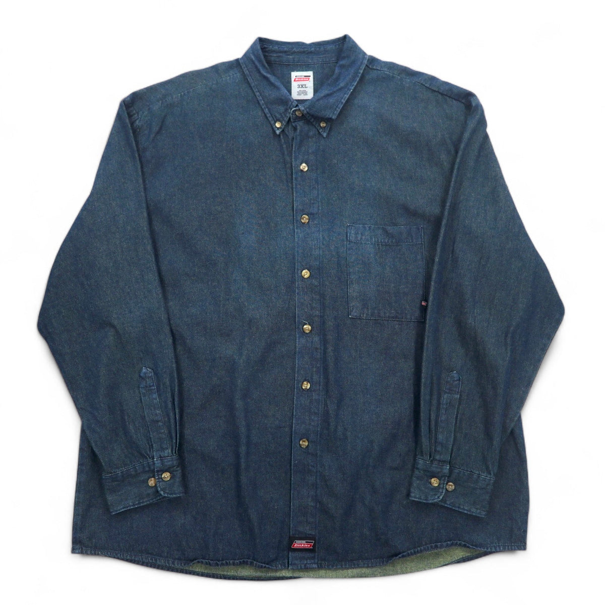 Dickies デニム ボタンダウンシャツ 3XL ダークインディゴ ブルー  ビッグサイズ ニカラグア製