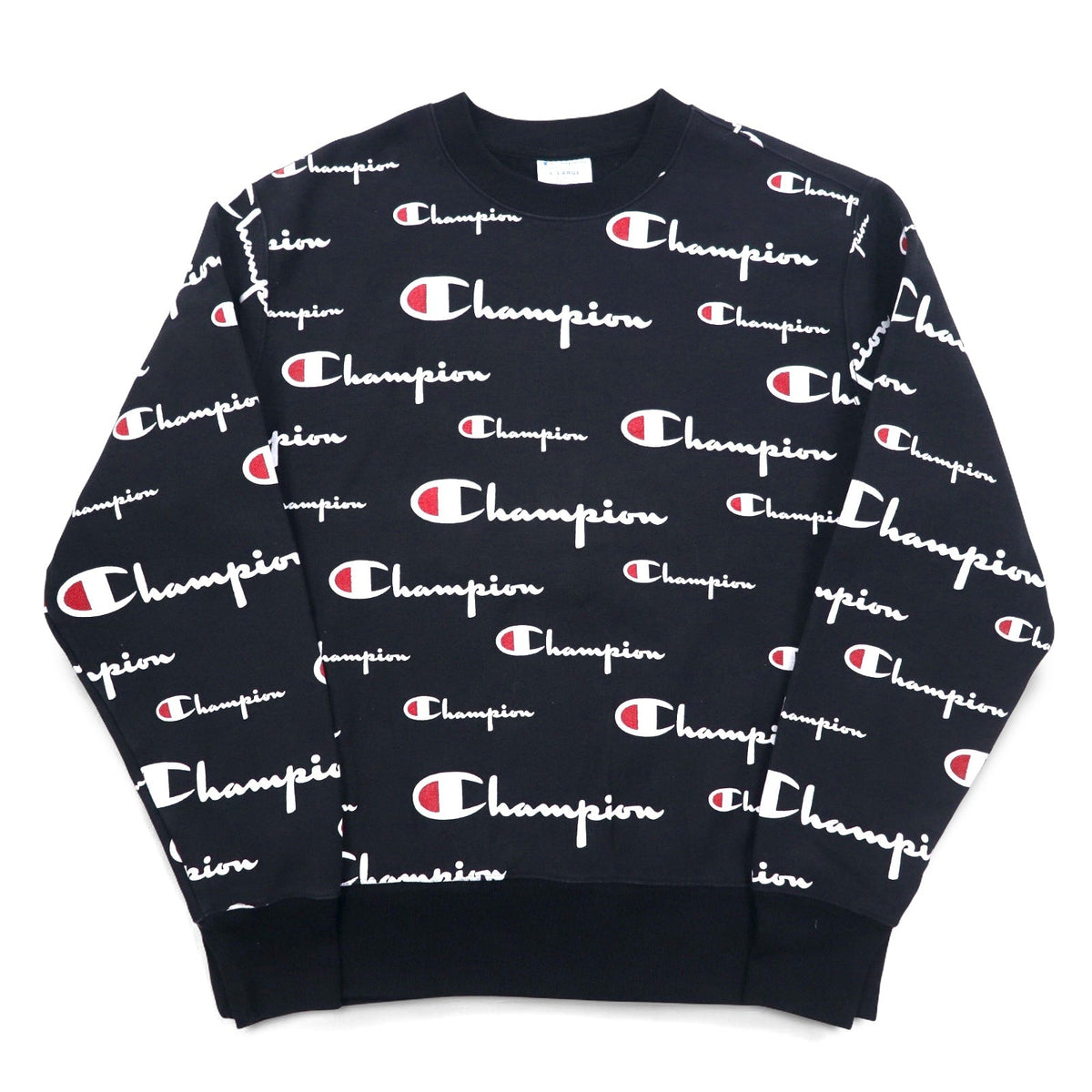 Champion リバースウィーブ REVERSE WEAVE スウェット 3XL ブラック スクリプトロゴ 総柄 青単タグ 復刻