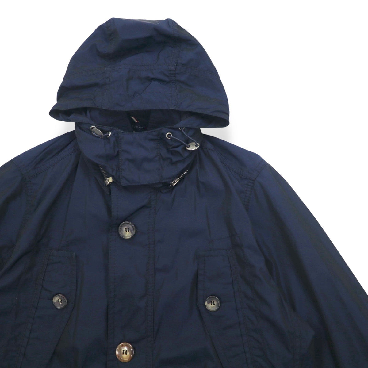 TOMMY HILFIGER 00年代 モッズコート フィールドパーカー S ドローコード フード着脱式 ダブルジップ