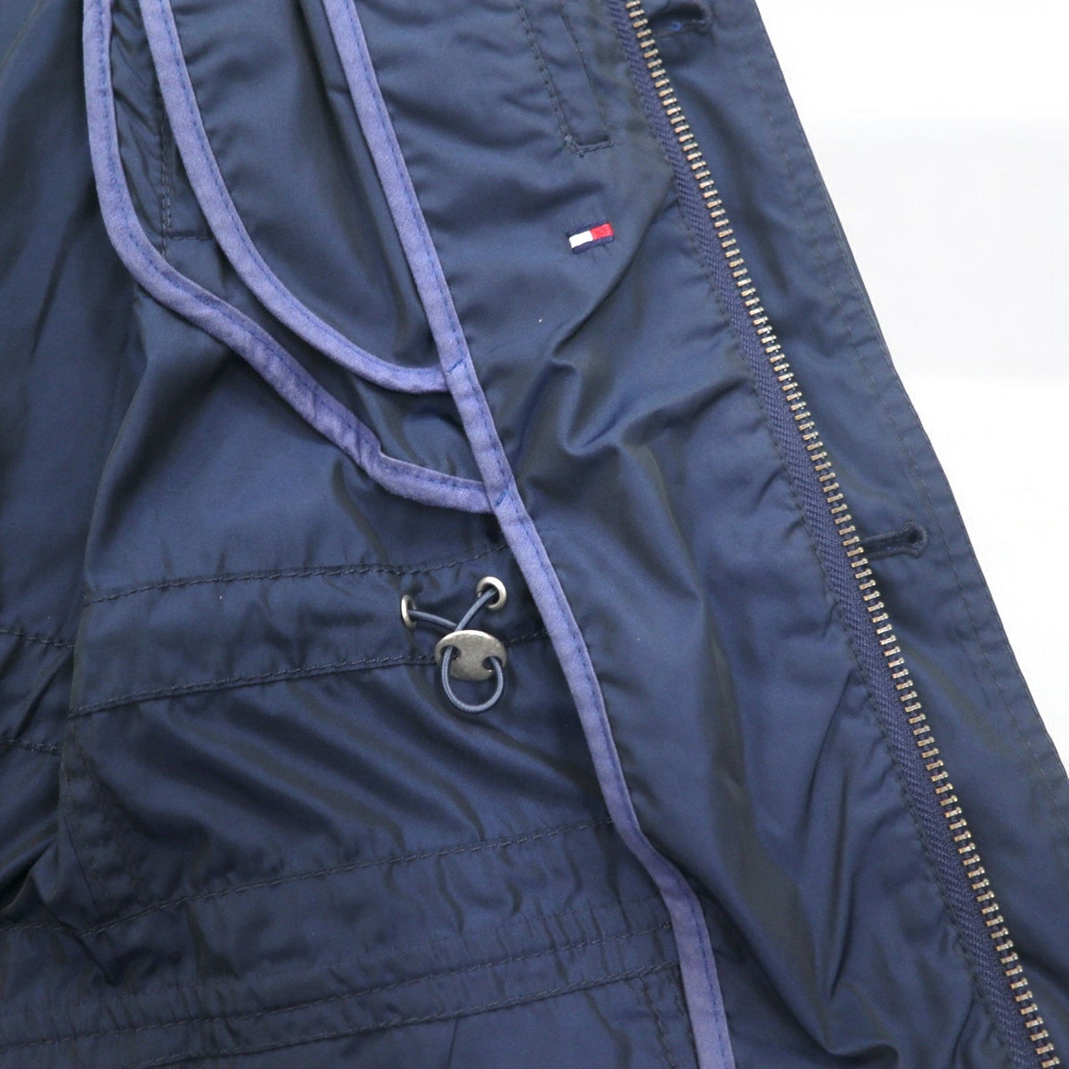 TOMMY HILFIGER 00年代 モッズコート フィールドパーカー S ドローコード フード着脱式 ダブルジップ