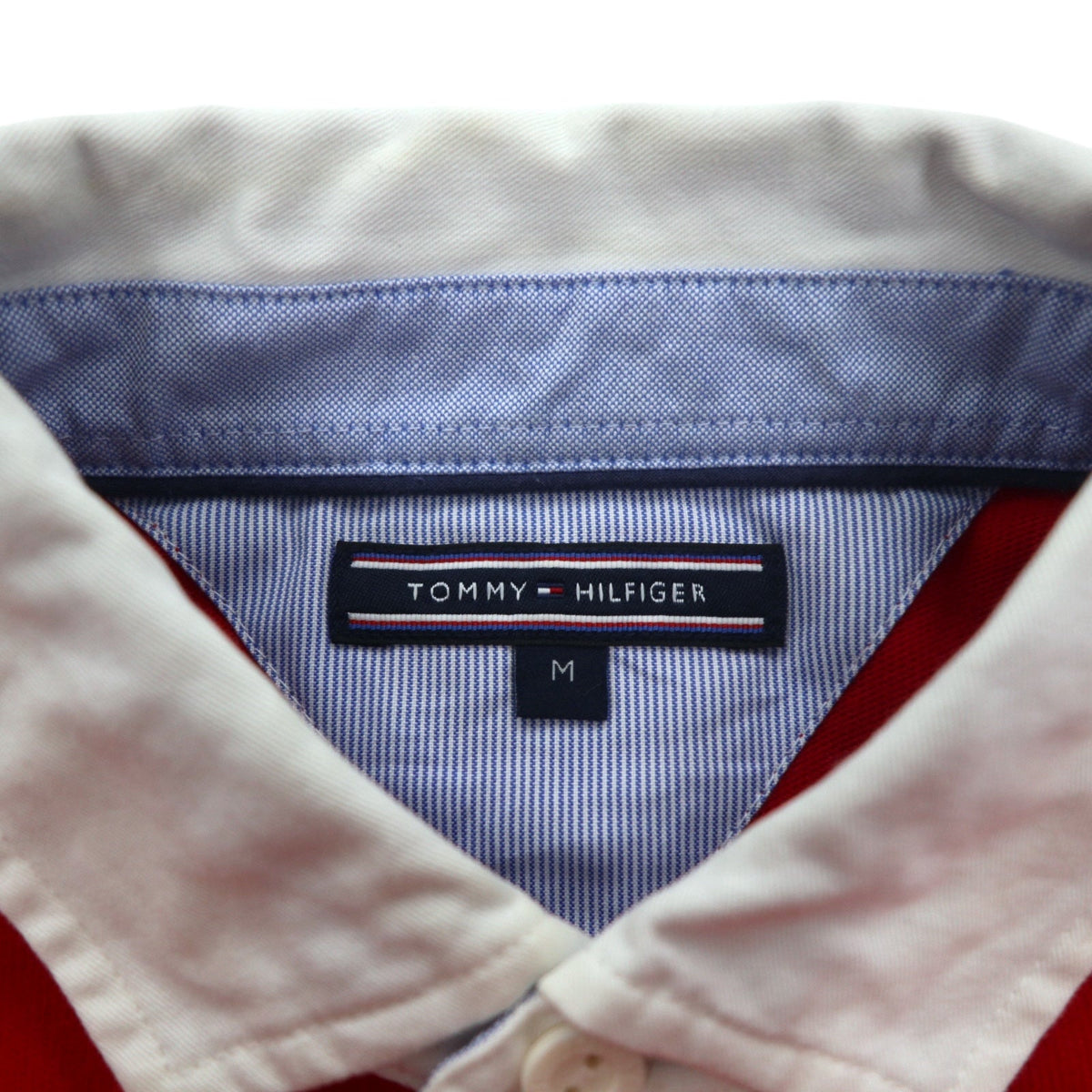 TOMMY HILFIGER ラガーシャツ M レッド コットン ロゴ刺繍 MW0MW06611