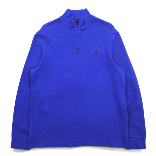 POLO RALPH LAUREN ハーフジップ スウェット L ブルー コットン スモールポニー刺繍