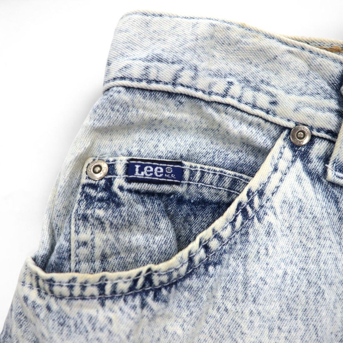 Lee 80年代 USA製 ユニオンチケット ケミカルウォッシュ テーパード デニムパンツ 3XL インディゴ ブルー 307-5099