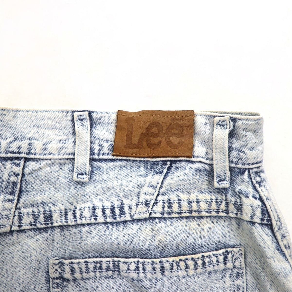 Lee 80年代 USA製 ユニオンチケット ケミカルウォッシュ テーパード デニムパンツ 3XL インディゴ ブルー 307-5099