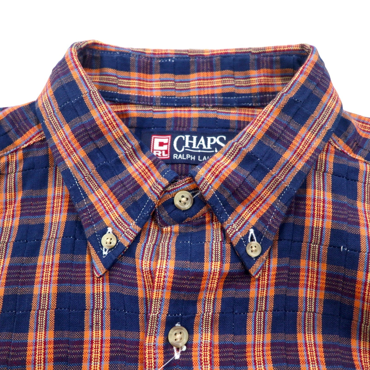 CHAPS RALPH LAUREN 90年代 ボタンダウンシャツ L ブルー チェック コットン 未使用品