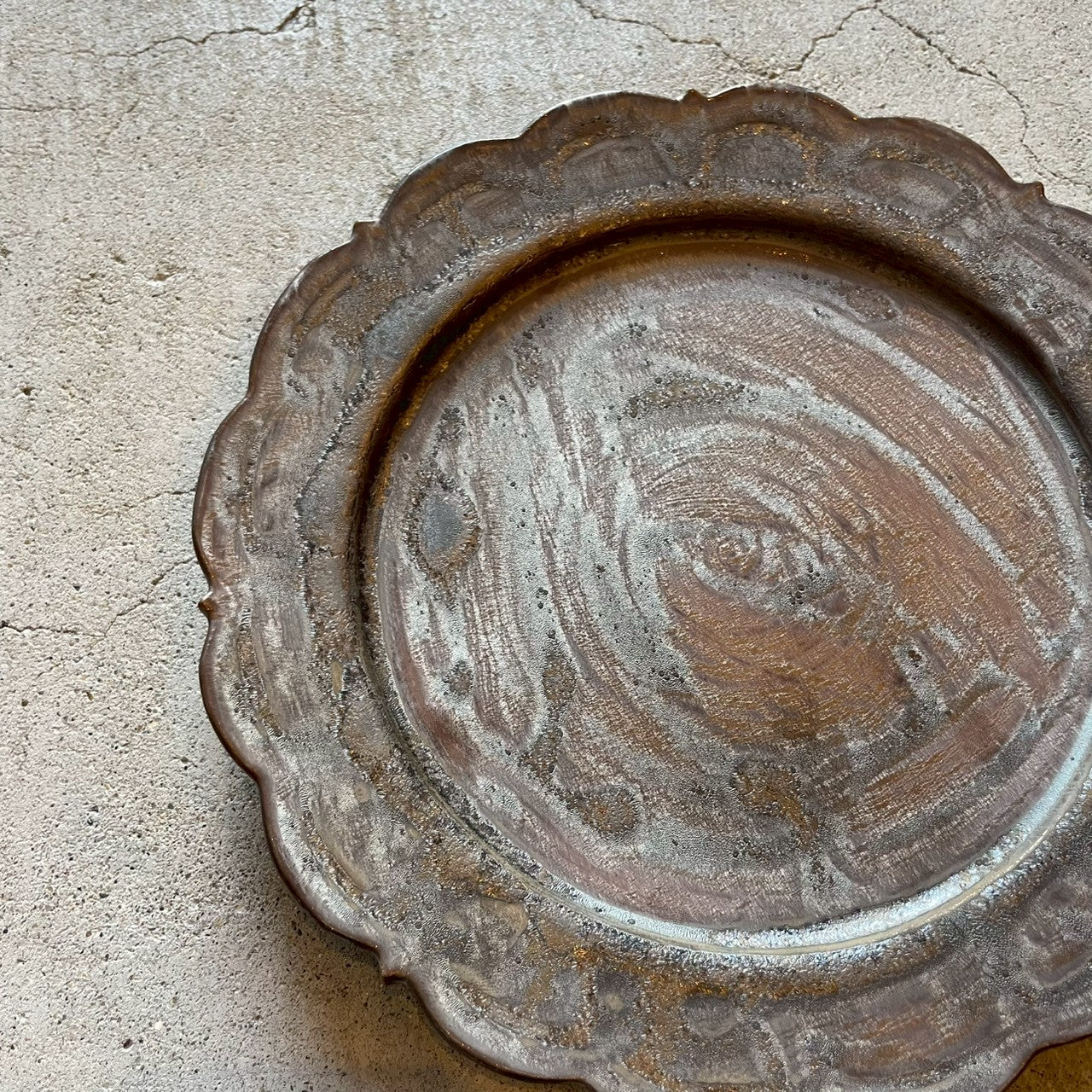 七寸皿　レリーフ七寸皿　ブロンズ【FK51】