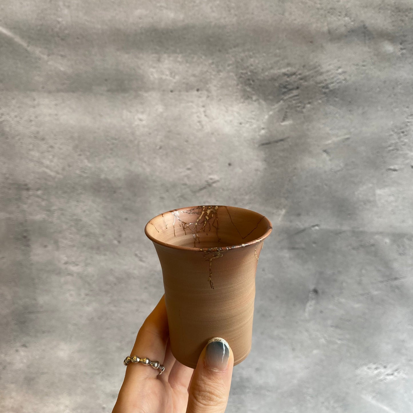 173　藻掛湯呑み 朱色【37】