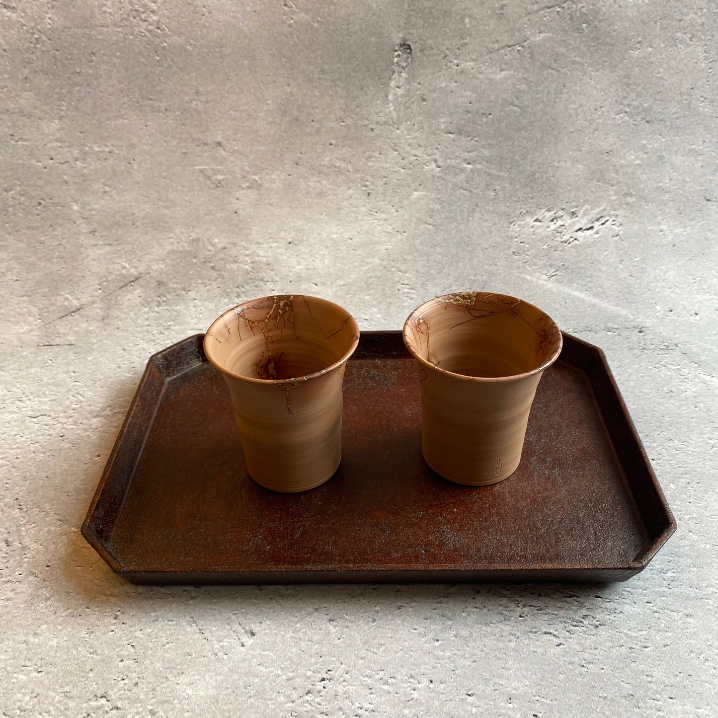 173　藻掛湯呑み 朱色【37】