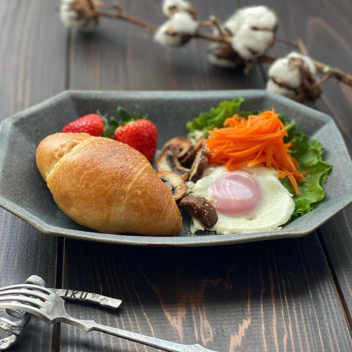 八角鉢 大 グレー釉｜古谷製陶所（信楽焼 陶器）【古13】