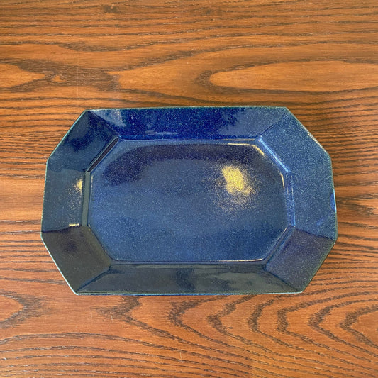 八角プレート 大 瑠璃釉｜古谷製陶所（信楽焼 陶器）【古37】