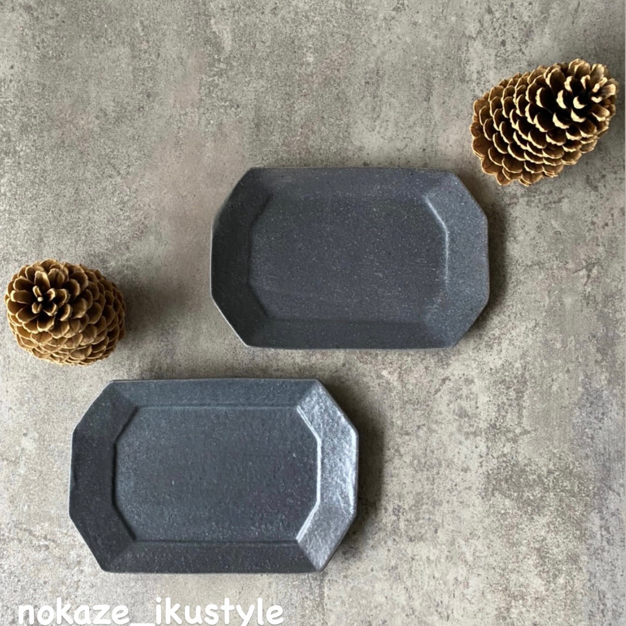 八角プレート 大 グレー釉｜古谷製陶所（信楽焼 陶器）【古72】