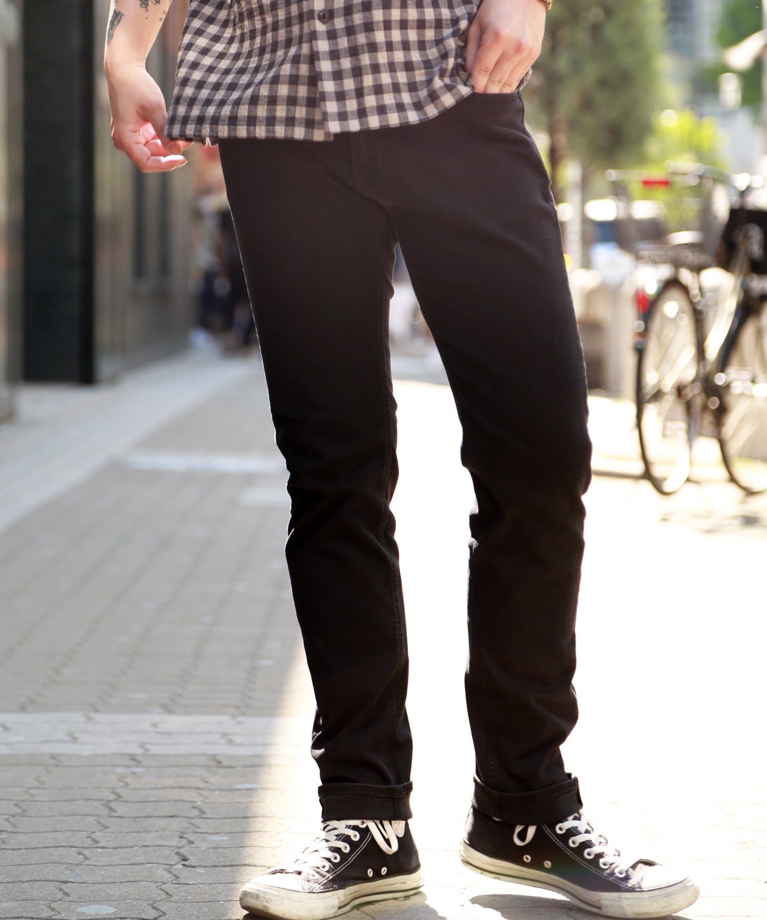 STRETCH COMFY DENIM 5P SKINNY SLIM FIT / BLACK – F's Planet