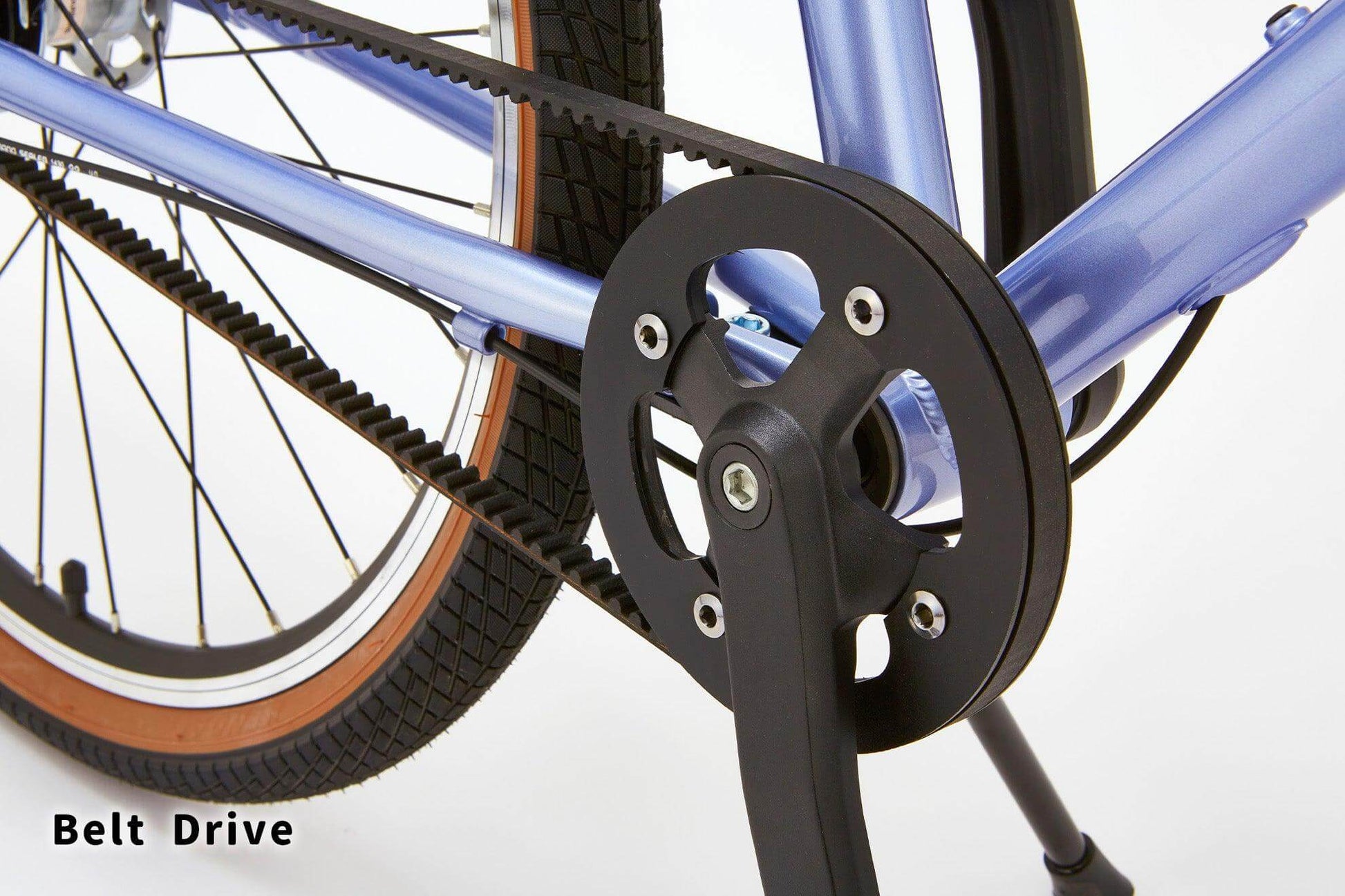 wimo kids 24 (Kale / ケール）| 24インチ子供自転車のベルトドライブ部分の画像。